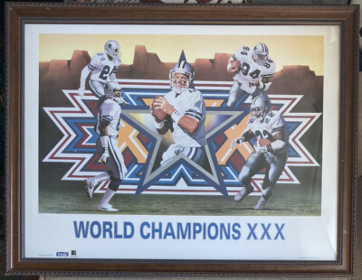 World Champion XXX Signed Artist Daniel Smith Litho Ltd Ed Cowboys Super Bowl
