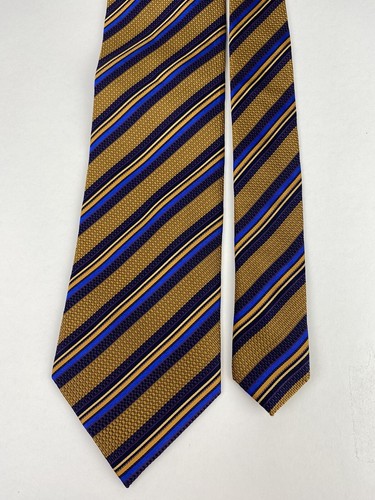 Daniel De Fasson Preowned Gold/Brown/RoyalBlue Striped Tie