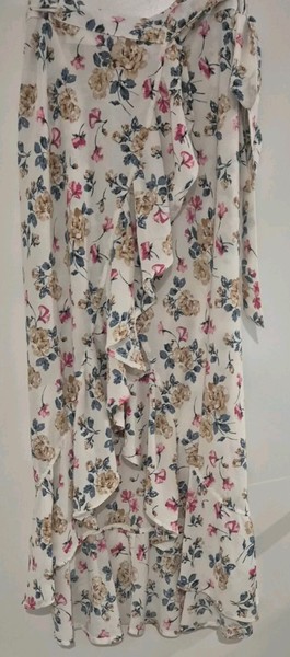 Kimono Womens Wrap Skirt Size S Floral Ruffled Layered Adjustable Boho  A516