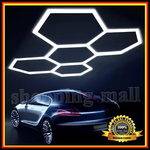 Lampada LED esagonale 5 tubi officina garage parete soffitto luce bianca illuminazione - Foto 6 di 24