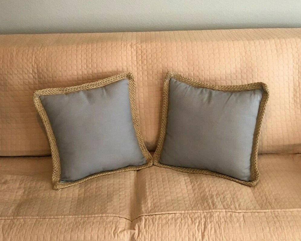 Hobby Lobby Throw Pillows 17 x17 Gray with brown woven Trim
Opens in a new window or tab