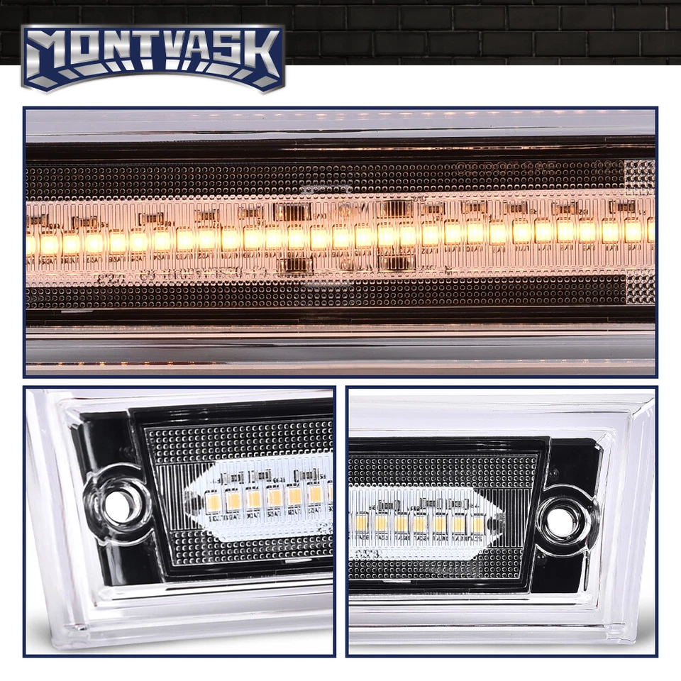 Fit For 1981-1991 C10/C20/C30 GMC Clear Lens Amber LED Front Side Marker Light - Image 4 of 4