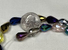 15X10mm Faceted AB Plated Teardrop Glass Beads One Strand