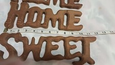 VINTAGE " HOME SWEET HOME" WOOD SIGNS HANGING APX. 10"X3" MEDIUM WEIGHT