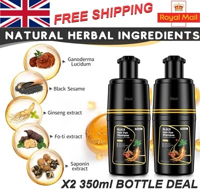 MEIDU X2 DEAL Black Hair Dye Shampoo 3 in 1 - Anti Greys Herbal No Frizz Rejuvenating