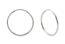 14K White Gold Hoop Earrings Small Plain Endless Hoops 18 x 1.2mm Minimalist