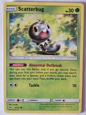 Scatterbug 5/131 LP - Forbidden Light Sun Moon Pokemon Card $2 Combined  Shipping | eBay