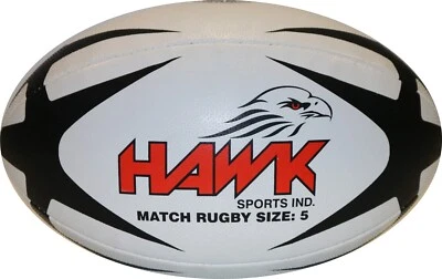 Match-Rugbyball Größe 5 Standard-Griff Rugbyball 100% handgenäht, Marke Hawk ®