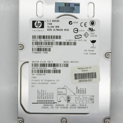 HP 73GB 10000RPM Ultra320 SCSI Hot LVD 68-Pin 3.5'' Hard Drive 364325-001