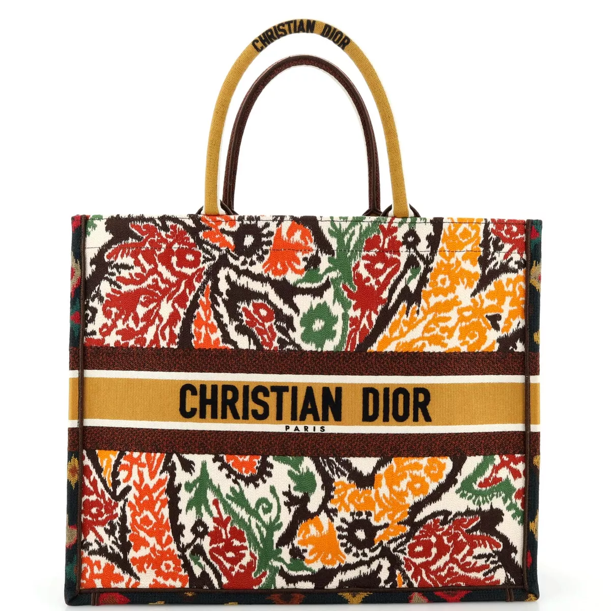 Christian Dior Book Tote Embroidered Canvas Large Multicolor eBay
