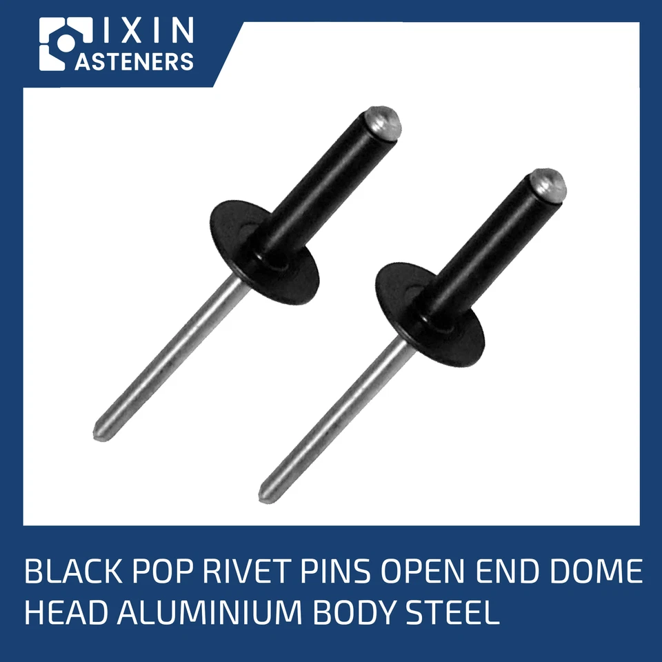 JH-FAST BLACK FLANGE POP RIVETS DOME HEAD ALUMINIUM / STEEL 3.2mm 4mm 4.8mm
