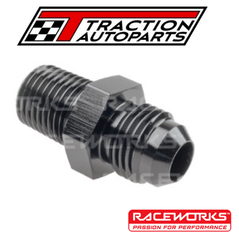 Raceworks RWF-832-06BK Straight AN-6 Male Bulkhead Fitting - Black Aluminum, 6AN Flare