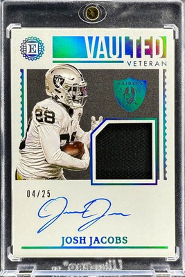 Josh Jacobs /25 [Sapphire Patch Auto] 2020 Panini Encased Vaulted Veteran NFL