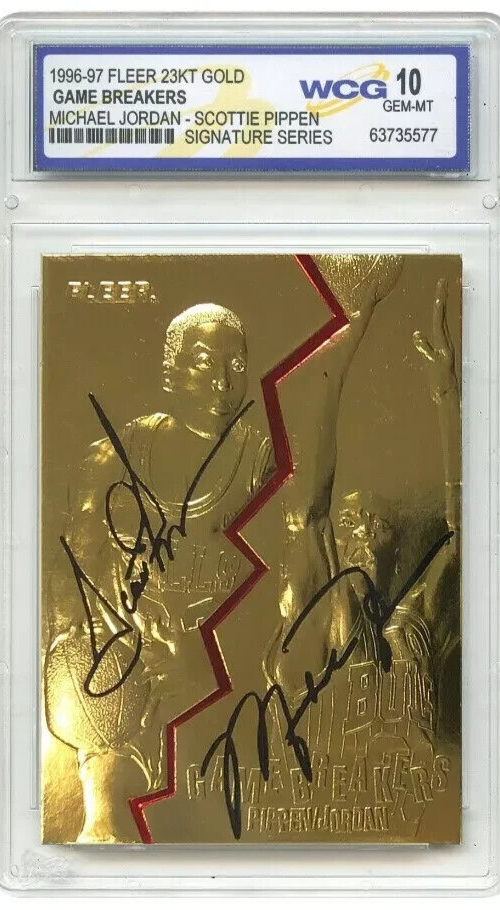 1996-97 JORDAN/PIPPEN FLEER Game Breakers 23K GOLD Signature