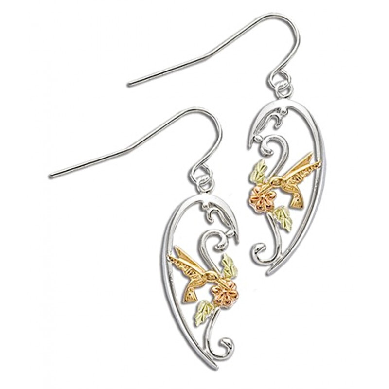 Black Hills Gold Sterling Silver Hummingbird Earrings FAST