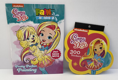 New 2pc Sunny Day Kids Gift Set Paint with Water Book & 300 Stickers Arts Crafts