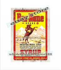 Bar-None Brand Maple Syrup Denver CO Cowboy metal tin sign metal artwork sale