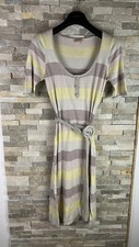 Whistles women’s Size 1 Striped Yellow Belted Dress 