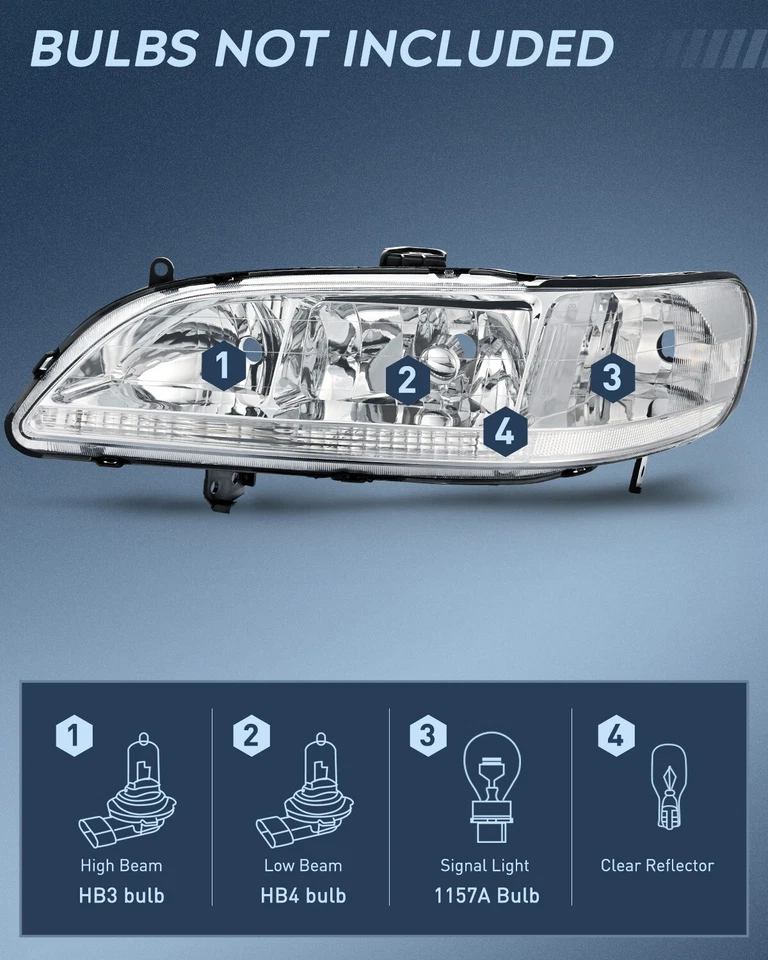 Conjunto de faros Nilight compatible con Honda Accord 1998 1999 2000 2001 2002 Foto 3 de 4