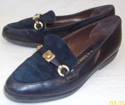 Peter Kaiser Womens US M Black Leather Suede Slip On Casual Work Shoes 