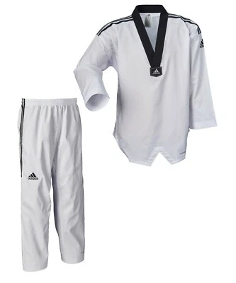 adidas Taekwondoanzug adi Fighter Eco mit Streifen - Taekwondo Anzug schw. Rev. - Bild 1 von 4
