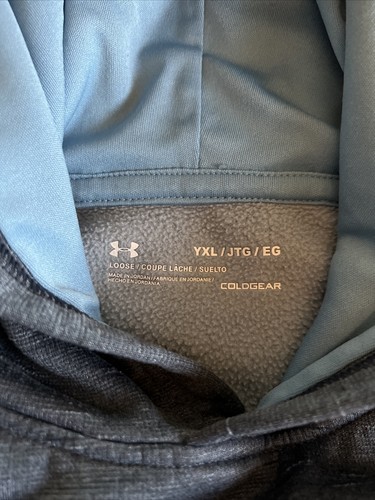 Under Armour Boys Gray Light Blue Long Sleeve Hoodie Loose XL 12-14 - Picture 9 of 10