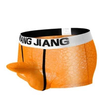 Zonbailon Men's Underwear Sexy Transparent Lace Elephant Nose Breathable Boxer