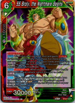 Dragon Ball Super TCG SS Broly the Nightmare Begins Foil Card BT22