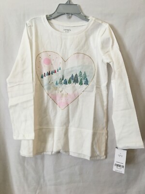 NWT Carter's Winter Snow Tee Shirt Top Girls Long Sleeve White Many sizes