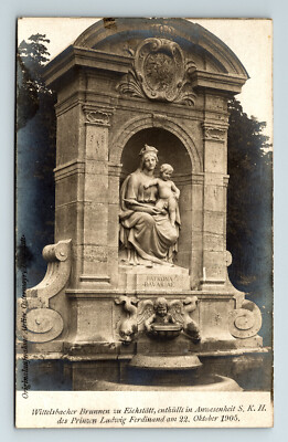 1900s RPPC Postcard Fountain Wittelsbacher Brunnen Virgin Mary Patrona Bavaiae