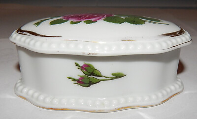 PORZELLAN DECKELDOSE ROSENTHAL TEEROSE Art Déco signiert um 1920 Länge 10,5 cm