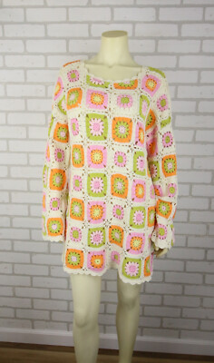 Show Me Your Mumu Mamacita Coverup M Tutti Frutti Crochet Granny Square Floral