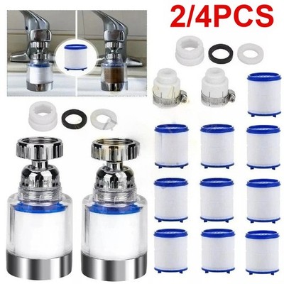 2/4Set Faucet Water Filter Tap Filtration Kitchen Sink Mount Purifier 360°Rotate