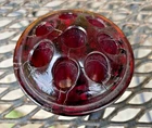 Vintage Indiana Glass Ruby Red 8 Hole Glass Flower Frog 3.5" Floral Arranger