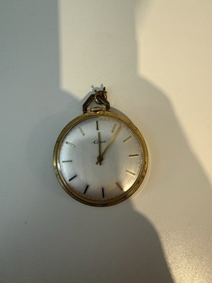 Eppo Herren Taschenuhr Open Face goldfarben, weißes Zifferblatt analog
