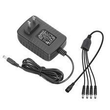 ALITOVE Security Camera Power Supply Adpter 12V 2A with 4 4-Way , Black