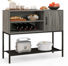 Kitchen Sideboard Buffet Cabinet Wine Racks Door Shelves Console Storage Grey