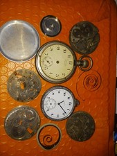 Lot Of Vintage Pocket Watch Movements and Dials Elgin Ingersoll Parts/repair
