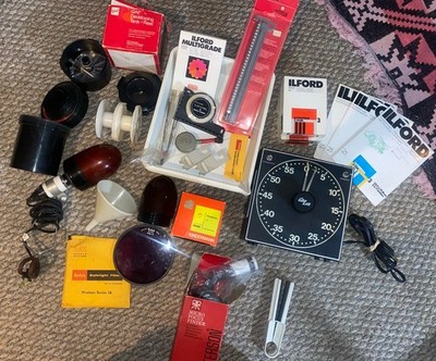 Lot of Film Photography Darkroom Processing Equipment Patterson Ilford Paper !!!