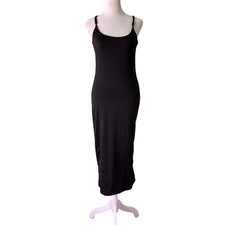 Aeropostale Black Slip Dress Midi Spaghetti Strap Simple LBD Party (Size M)