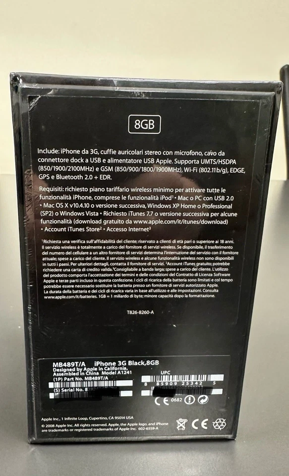 Apple iPhone 3g 8Gb Black Nuovo Imballato SIM Free Vintage Da Collezione - Immagine 2 di 4