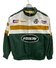 VISION STREET WEAR Racing Nylon Jacket Size: L Green x white Men 2705005-103
