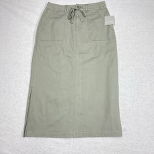 Falls Creek Women's M Sage Green Midi Skirt Tie Waist Pockets Casual Boho NWT