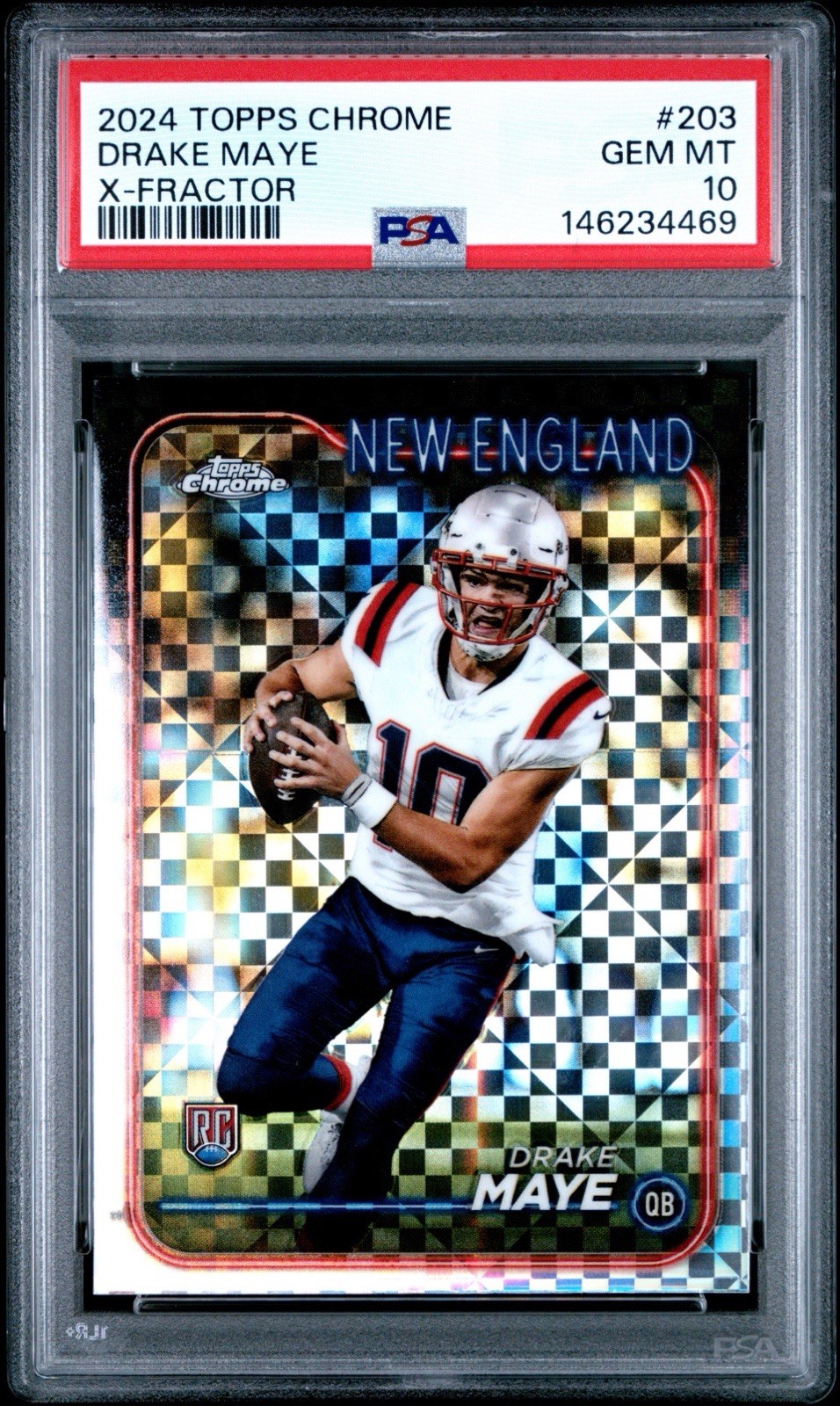 Drake Maye Topps Chrome #203 X-Fractor