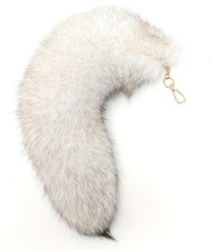 Huge Fluffy White Gray Fox Tail Fur Cosplay HOOK Handbag Accessery Fashion...