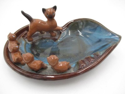 Kosta Boda 猫と牛　アッシュトレイ セット1960年代 Vtg 1960s Tilso Japan Ceramic Pottery Siamese Cat Kittens Ashtray