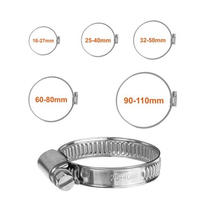 1 25 Stück Schlauchschellen Edelstahl DIN 3017 W4 V2A Edelstahl, 12mm Bandbreite