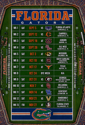 Florida Gators 2026 Football Schedule Poster Multiple Sizes Avail. V3 GO GATORS!