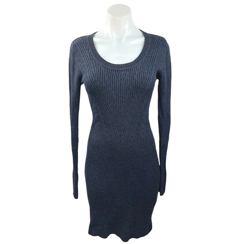 Victoria's Secret Blue Geometric Long Sleeve Knee Length Bodycon Sweater Dress S