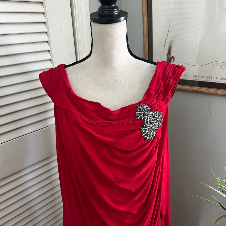 Vestido SCARLETT NITE Mujer 18W Rojo Estrás Reunido Cambio Cóctel Noche Foto 2 de 4